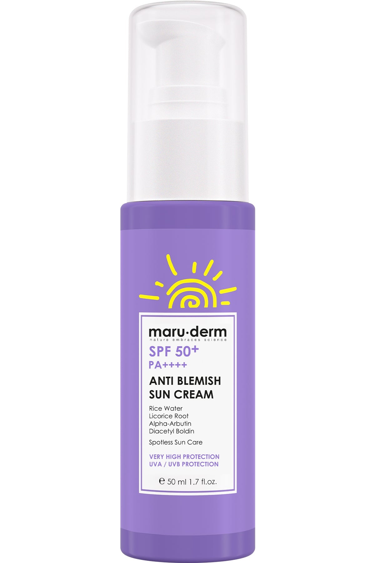 MARUDERM SPF50+ PA++++ CREME SOLAIRE ANTI BLEMISH 50ML – Protection & Peau Uniforme