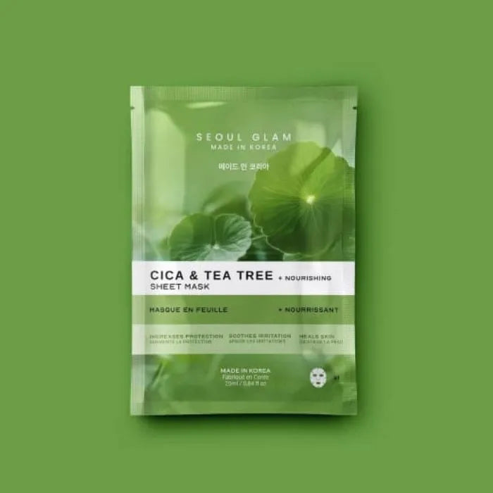 Seoul Glam Cica Tea Tree Sheet Mask 25ml – Masque Tissu Purifiant & Apaisant à la Centella & Arbre à Thé