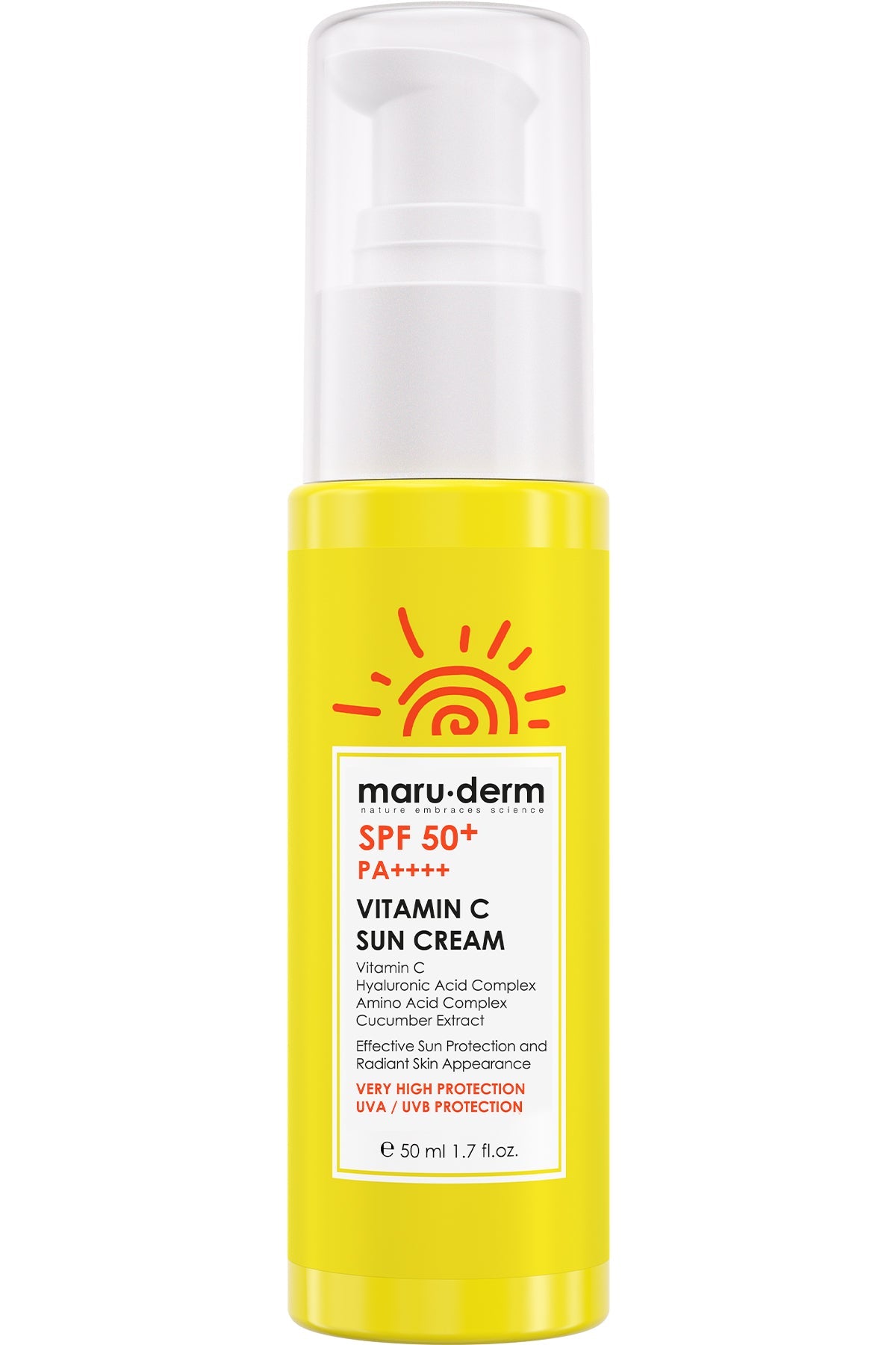 MARUDERM SPF50+ PA++++ CREME SOLAIRE VITAMINE C 50ML – Protection & Éclat